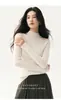 Suéter de Cachemira de Cuello Medio Alto para Otoño e Invierno para Mujer Color Sólido Cachemira de Cabra Canalé Ajustado de Una Pieza Tejido Base Lana