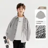 Ropa para niños camisa de cuadros para niños 2026 otoño nuevo chaqueta bordada para niños de manga larga primavera y otoño top casual para niños