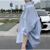 Punto 2024 Primavera y Verano Nuevo Estilo Coreano Espalda Hueca Manga Media Versátil Holgado Delgado Camisa de Algodón Top para Mujer