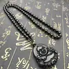 Collar Colgante de Obsidiana Negra Maitreya para Hombres y Mujeres Estatua de Buda Maitreya Joyería de Cristal Joyería de Guanyin Cadena de Lana