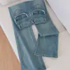 Calça jeans flare de cor clara para mulheres, 2026 nova primavera e outono fina cintura alta stretch emagrecedora reta solta pantalona