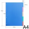 Página separadora de folhas soltas A4 aba de índice plástico PVC colorida fosca cartão de classificação marcador de página para caderno DIY