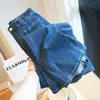 Jeans de pierna recta ancha de tiro alto, ajustados, elásticos en cuatro direcciones, estilo retro moderno para mujer, pantalones largos casuales para otoño H090807