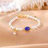 Um Veado Prata S925 Prata Esterlina Banhado a Ouro Lápis Lápis Lustre Turmalina Pérola Versátil Elegante Luxo Leve Retrô Moderno Vazado Pulseira