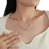 Collar de Sonrisa Multiforma de Moissanita en Plata S925 Cadena Curva para Clavícula Joyería de Lujo Ligero de Nicho para Mujer Transmisión en Vivo En Stock