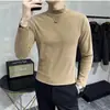 Camiseta Básica de Cuello Alto Derong para Hombre en Otoño e Invierno, Camiseta Térmica de Manga Larga para Hombre de Terciopelo por Ambos Lados