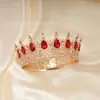 Coroa de Noiva Europeia e Americana Transfronteiriça Coroa Redonda Completa de Diamante Tiara de Rainha Liga Metálica Decoração de Bolo Coroa de Noiva