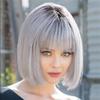 AliExpress comércio exterior fornecimento peruca feminina cabelo artificial cinza de vovó BOBO comprimento do ombro cabelo curto adorno de cabeça Tiktok novo