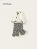 Bangxuan Huzhou Zhili Ropa Infantil Conjunto para Niñas Suéter Cardigan con Lazo Pantalones Casuales Rayados Conjunto de Dos Piezas Infantil