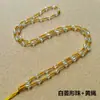 Colgante Tejido Hecho a Mano de Diamante de Imitación de Cristal para Niños Collar de Cuentas de Diamante de Imitación Ajustable Cuerda Dorada para Colgar