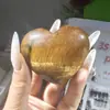 Piedra Bruta de Cristal Natural Forma de Corazón Juguete Pieza Portátil en Forma de Corazón Manualidad de Cristal Decoración del Hogar Adorno de Piedra