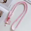Cordón cruzado para teléfono móvil, cadena para colgar con diseño de dibujos animados tejido a la moda, con clip, funda para teléfono móvil fuerte y duradera, cordón anti-pérdida