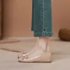 Zapatos planos de mujer estilo francés con punta cuadrada en color nude, nuevo modelo otoño 2026, bailarinas con lazo, zapatos de abuela de cuero suave de corte bajo