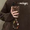 Pulsera de gato con estampado de leopardo, adecuada para funda de teléfono Apple 17pm, funda de silicona para iPhone 18, 16, Maillard, 14, ventana grande, 15