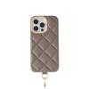Funda de Lujo Ligero Europeo y Americano de Cuero Genuino con Patrón de Diamantes Antihuellas Adecuada para iPhone16Promax Funda Protectora Anticaídas