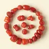 Acessórios de Pulseira com Corda Trançada de Ágata Nanhong Natural Padrão Ruyi Cabeça de Buda Pulseira Contas Soltas Leão Despertador Pixiu Contas de Tesouro