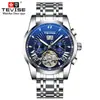 Reloj de Negocios Suizo Tevise Reloj Mecánico para Hombre Impermeable Tourbillon Correa de Acero Reloj para Hombre Reloj Mecánico Tourbillon