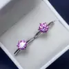 Anillo de Moissanita Rosa Que Pasa la Prueba de Diamantes, Piedra Principal Redonda de 1 Quilate 6.5mm Claridad Vvs, Plata 925