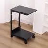 Mesa Auxiliar Lateral de Sofá Móvil Simple de Doble Capa Tipo C con Marco de Metal y Ruedas Mesa para Sofá de Sala de Estar Mesa de Esquina
