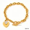 Fivela de ot personalizada Conjunto de joias de colar e pulseira da moda Novo temperamento amor pêssego corrente de clavícula de aço inoxidável pulseira de diamante