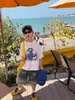 Tairu 2026 Novo Estilo de Verão Versão Coreana Algodão Puro Jeans Estampado Respirável Camiseta Versátil de Manga Curta para Meninos