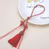 Alça de Mão com Nó de Flor de Ameixa Cordão Duplo Pingente Trançado Cordão de Celular Nó Chinês Acessórios de Joias DIY Franja de Borla