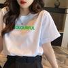 Algodón Verano Nueva Camiseta de Manga Corta para Mujer Coreana Holgada Moderna Marca Ins Explosiva Casual Talla Grande Adelgazante Top