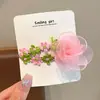 Pinza para el pelo con flores de malla rosa de principios de primavera, accesorio para el pelo, pinza BB, 5 pinzas nuevas para el flequillo y el lateral del pelo para niñas, accesorios para el pelo