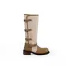 Primer encuentro temporada tacón grueso de 4 cm ~ Hebilla plegable de doble uso bloque de color punta redonda botas de montar hasta la pantorrilla mujer