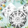 Mu007 Diente de León Pequeño Transparente Planta Placa Ondulada Vajilla Festiva Set de 6 Piezas para 8 Personas Plato de Papel Papel de Seda