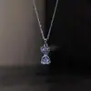 Ampulheta de Tempo~Ampulheta de Diamante Cintilante Roxo Sonhador Colar Pingente Colar Versátil de Luxo Leve Nicho Retrô