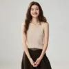 Camiseta de Tirantes de Cachemira de Punto Simple y Versátil para Mujer Sin Mangas Cuello Cuadrado Capa Interior para Combinar con Suéteres Color Sólido Capa Base Cálida