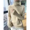 Nova Coleção Outono/Inverno 2026: Suéter Feminino de Cashmere Sem Costura com Borda Enrolada, Caimento Solto, Manga Longa e Gola Alta