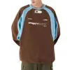 Sudadera Redonda Versátil Simple Genial Estilo Retro Americano para Hombres y Mujeres, Top Biker Holgado y Elegante para Primavera y Otoño