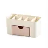 Caja de Almacenamiento Cosmético con Cajón Organizador de Brochas de Maquillaje Joyería de Escritorio Cuidado de la Piel Caja para Labiales Tocador Mesa de Tocador