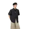 Camisa de Manga Corta Desestructurada de la Calle Principal Japonesa para Hombres y Mujeres, Marca de Tendencia de Verano, Camisa Fresca de Seda de Hielo, Top de Diseño Holgado Retro