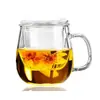 Taza de Té Redonda Individual de Vidrio de Borosilicato Alto con Asa y Filtro de Vidrio para Té de Flores y Té de Frutas