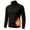 Suéter de Punto Grueso Forrado de Polar Cálido para Hombre, Moda 2026 Comercio Exterior, Camisa Base de Cuello Alto Ajustada
