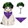 Peruca Afro Divertida Bicolor para Pets Peruca Cacheada de Palhaço Universal para Gatos, Cachorros e Patos para Festas de Feriado e Sessões de Fotos