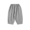 Em Estoque Primavera/Verão 2026 Bene Mesmo Estilo Calça Casual Xadrez de Algodão Puro com Cintura Elástica para Meninos e Meninas, Calça Anti-Mosquito para Uso ao Ar Livre