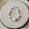 Pulseira de Prata e Pérola para Mulheres, Estilo Coreano, Tendência do Instagram, Luxo Leve, Fashion, Versátil, Design de Nicho, Sensação de Alta Qualidade, Atacado