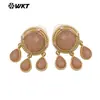 Pendientes Cortos Exquisitos para Mujer Me120 Estilo Palacio Chino Borla de Piedras Preciosas Coloridas Diseño de Piedra Gota de Agua