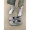 Zapatos Mary Jane Retro de Punta Redonda con Altura Aumentada Birkenstock para Mujer, Zapatos Casuales Cálidos de Algodón Peludo
