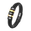 Pulseira Masculina de Couro Trançado da Amazon Mais Vendida e Fashion com Contas de Aço Inoxidável Pulseira DIY Joias Atacado