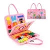Placa de aprendizado de feltro modelo 2025 para Amazon transfronteiriça, rosa Montessori educação infantil quadro de atividades educativo para meninas e bebês