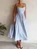 Moda Femenina Transfronteriza de Verano 2026: Nuevo Estilo Europeo y Americano, Elegante y con Estilo Vestido Liso sin Mangas con Cintura Ajustada y Diseño Plisado