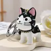 Lindo gato de simulación resina mascota gato llavero colgante para mochila de estudiante llavero para llaves de coche muñeca para niños