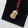 Pode ser Enviado em Nome de Outros, Pacote de Presente da Sorte Ouro Puro 999 Atacado, Corrente para Celular, Colar Portátil, Pingente de Jade Incrustado em Ouro de Lembrança