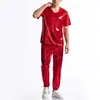 Novo Conjunto Disco Bronzeador Brilhante Masculino da Amazon Estilo Europeu e Americano Camiseta de Gola Redonda Manga Curta Calça Legging Conjunto