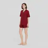 Ropa de Casa de Estilo Nuevo con Cuello de Solapa Wenhua, Manga Corta, Pantalones Cortos, Traje Holgado Casual, Ropa Exterior, Raya Ondulada, Transpirable Tz4137